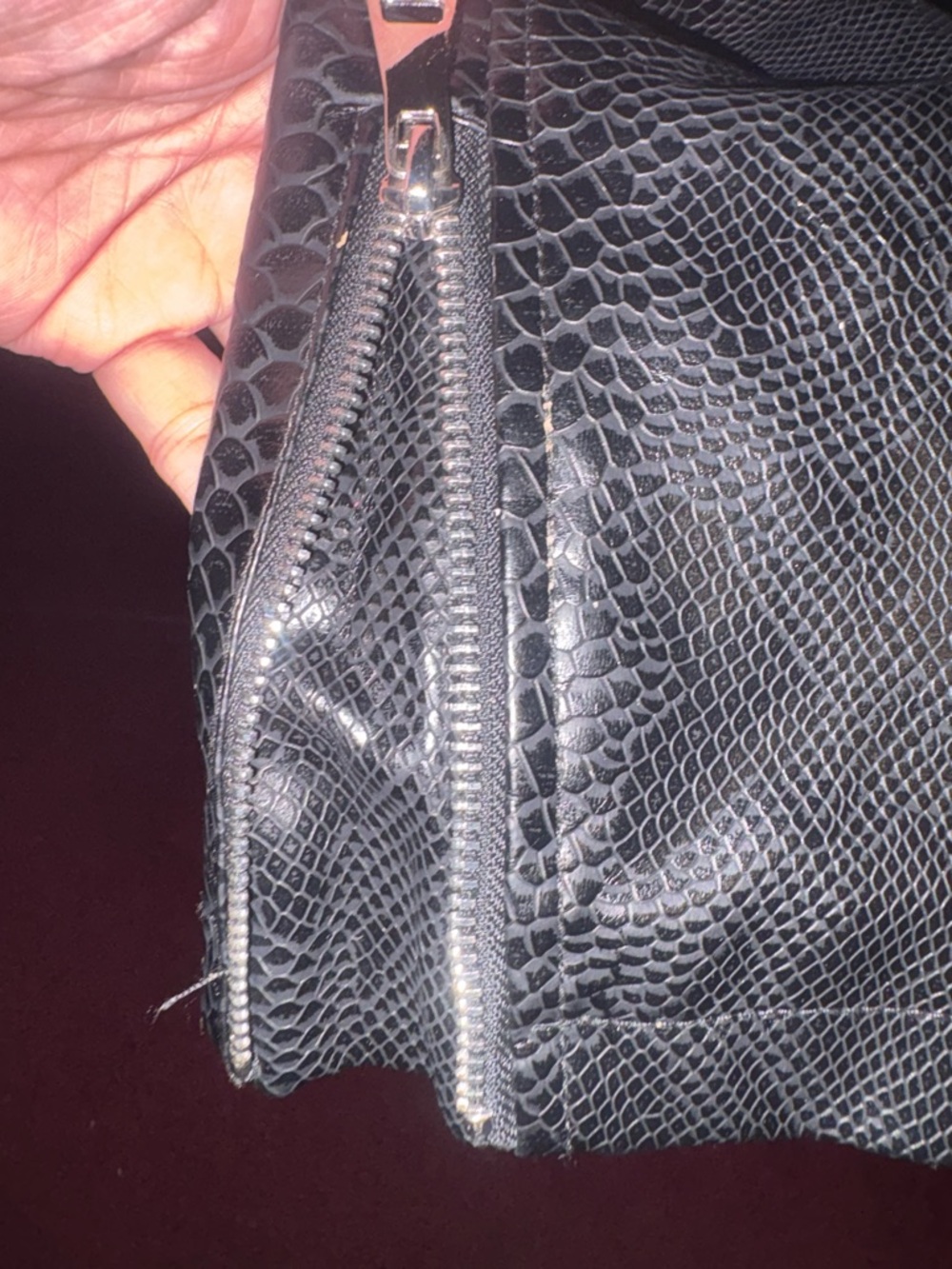 AZALEA WANG Black Faux Snakeskin Moto Jacket - Picture 3 of 4